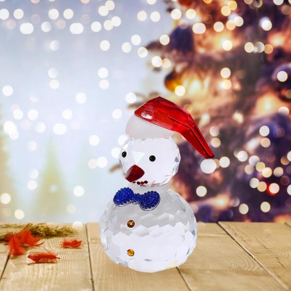 雪だるまの置物 透明 クリスマス デスクトップ オーナメント クリスマス テーブル デコレーション ブルー