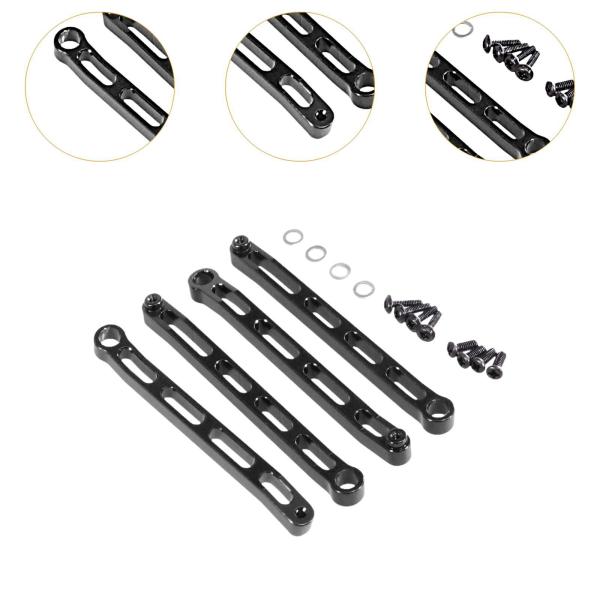 4x メタルシャーシ固定ロッド RCカーメタルアップグレード 1:12 RCクローラーカー DIY ブラック