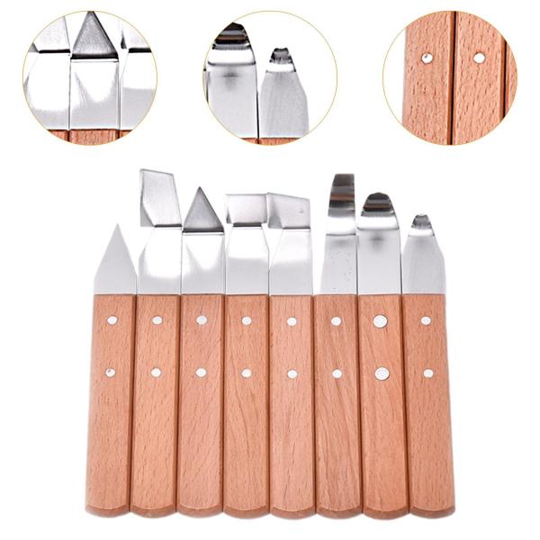 8x ステンレス鋼粘土彫刻セットクラフトトリミングセラミックツールセットプロの陶器彫刻ツールカボチャ子供用