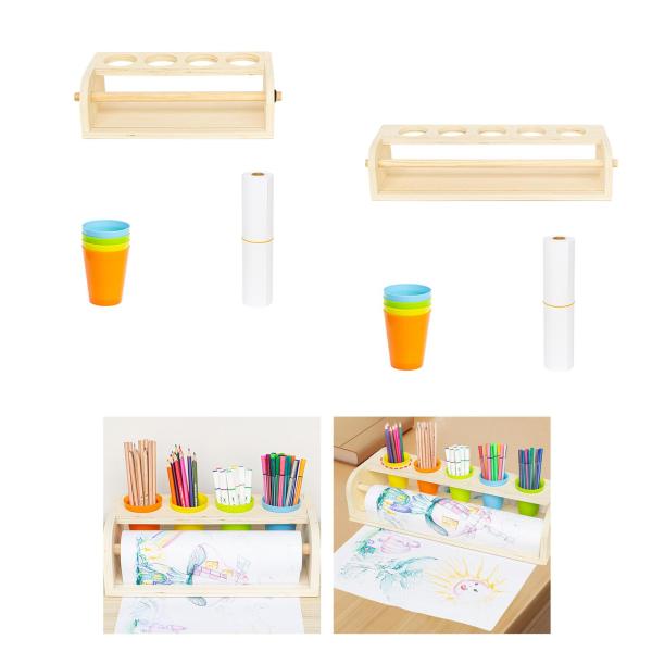 子供用絵画イーゼル 再利用可能 ペーパーロール付き 木製テーブルイーゼル 小さな絵を描くのに