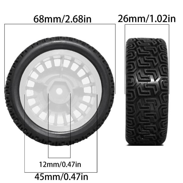 4個 1/10 RCラリータイヤ XV02 アップグレードパーツ 頑丈なアクセサリー ホワイト