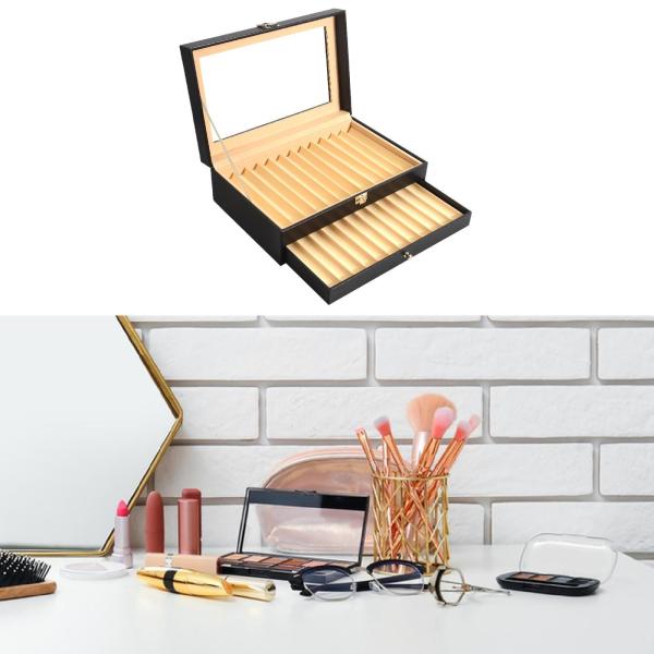 ペンディスプレイボックス プレミアム多目的ペンコレクションケース ショップ ホームスタディ用 24グリッド ブラック ベージュ