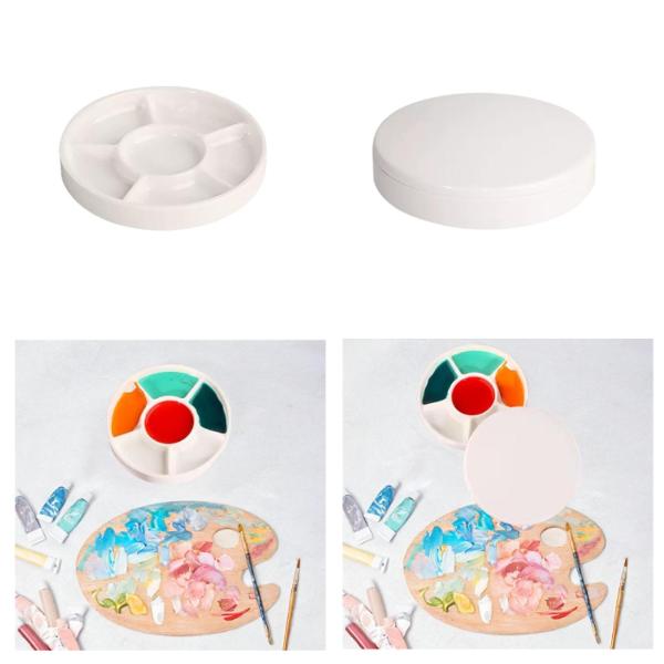 6スロットの水彩絵の具パレット。実用的なパレット。蓋なしで簡単に色を混ぜることができます。