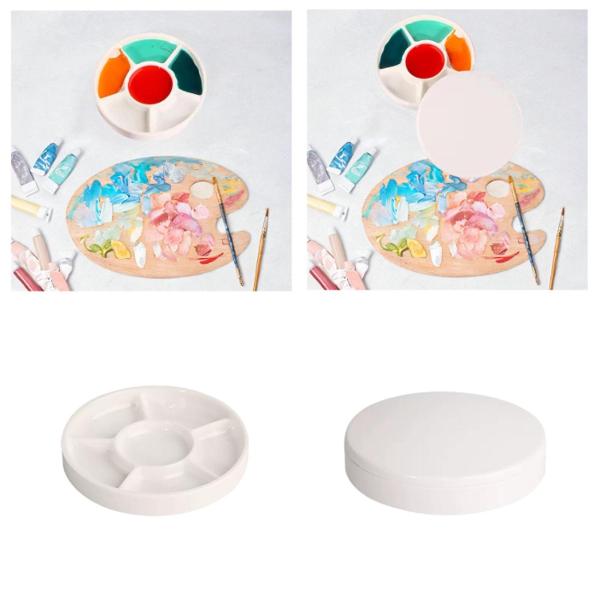 6スロットの水彩絵の具パレット。実用的なパレット。蓋なしで簡単に色を混ぜることができます。