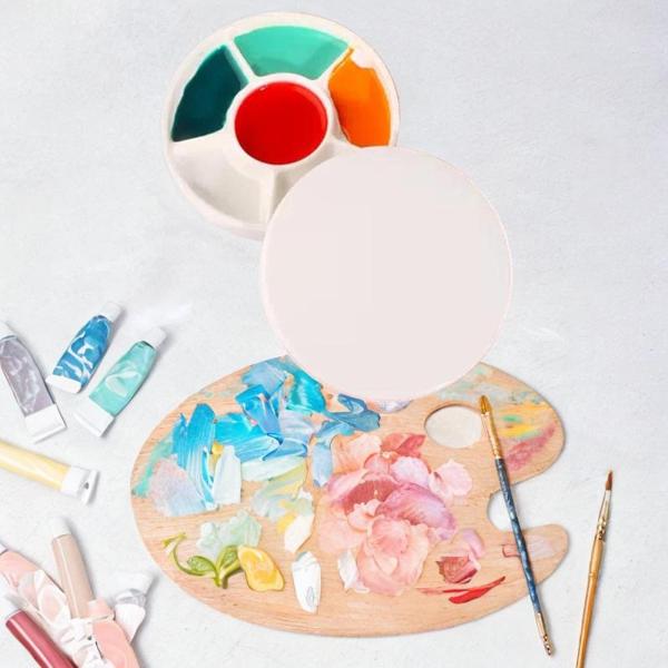 6スロットの水彩絵の具パレット。実用的なパレット。蓋付きで色を混ぜやすくお手入れ簡単。