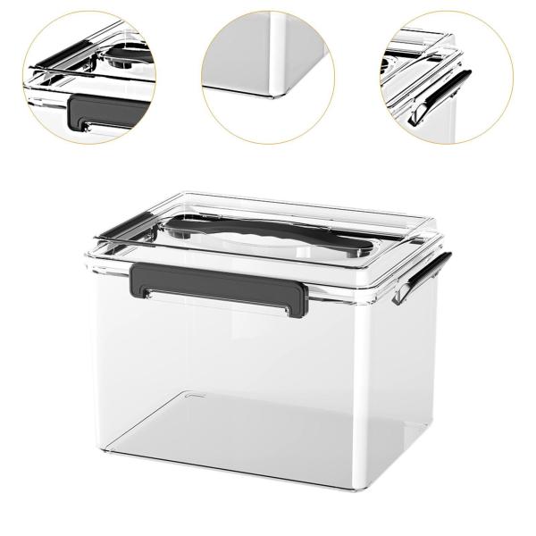 カメラ保護ケース ハンドル付き 透明防水ドライボックス キャンプ用具 化粧品 一眼レフカメラ ペン用 頑丈な容器
