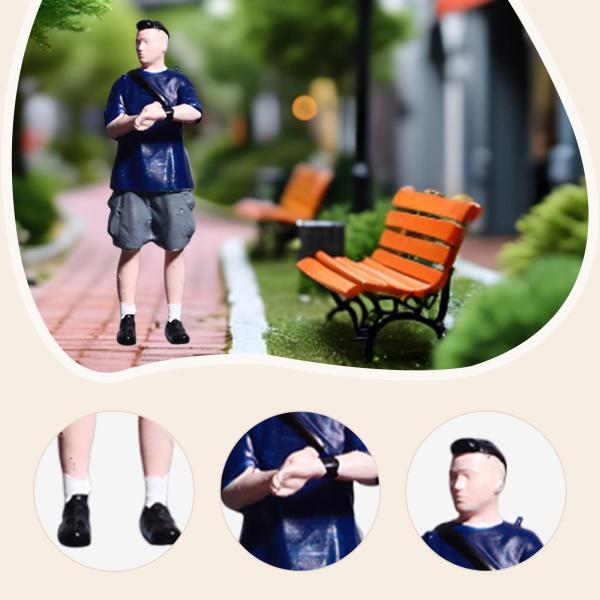 1/64 ミニチュアフィギュアコレクション ドールハウスアクセサリー ミニチュア人形 男性 ブルー