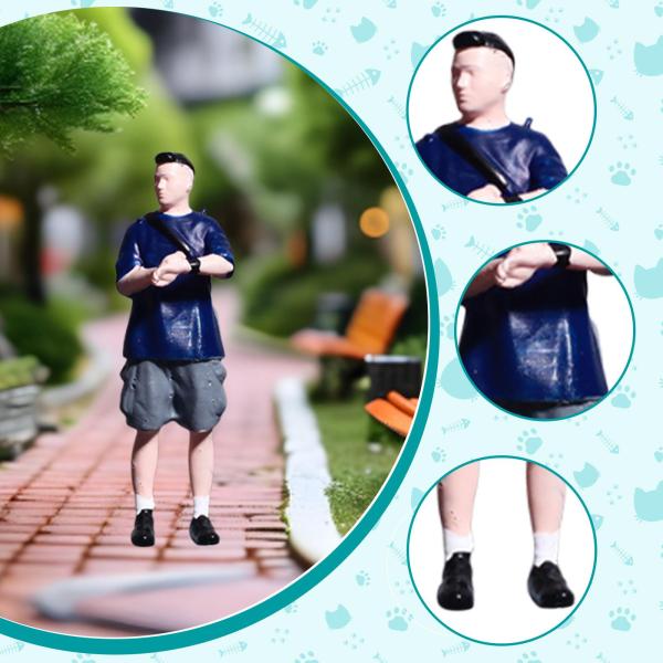 1/64 ミニチュアフィギュアコレクション ドールハウスアクセサリー ミニチュア人形 男性 ブルー