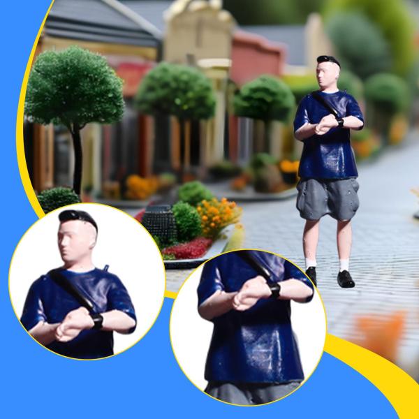 1/64 ミニチュアフィギュアコレクション ドールハウスアクセサリー ミニチュア人形 男性 ブルー