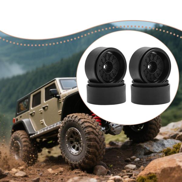 1:10 1:12 RCリモートコントロール車両用交換用ホイールリム4個入り（ブラック）