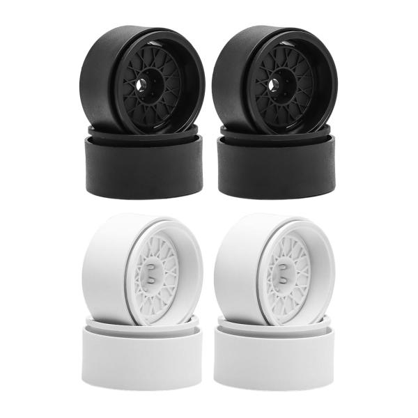 1:10 1:12 RCリモートコントロール車両用交換用ホイールリム4個入り（ブラック）