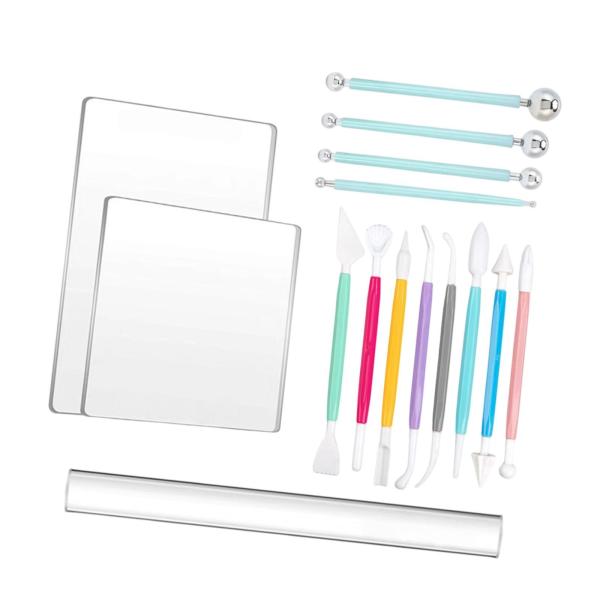 15 個入り 陶芸ツール、ポリマー粘土アートツールセット DIY クラフト セラミック用品 彫刻 成形 モデリング エンボス加工 ポリマー