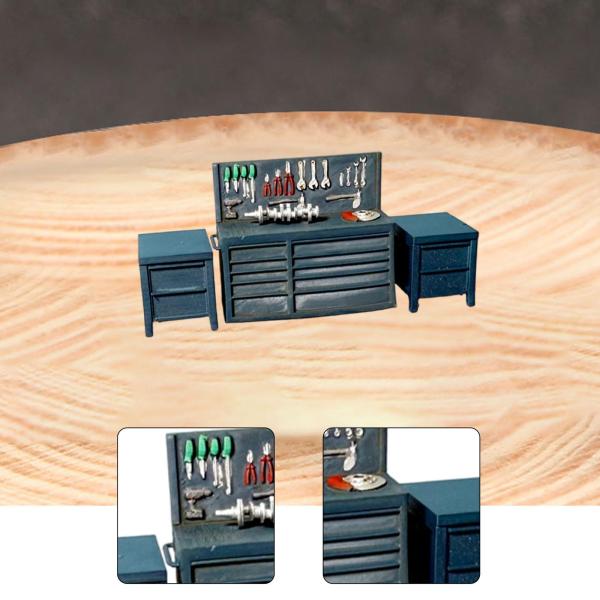 1/64スケール ガレージジオラマアクセサリー ハンドペイント樹脂フィギュア ガレージ用品 ツールテーブル