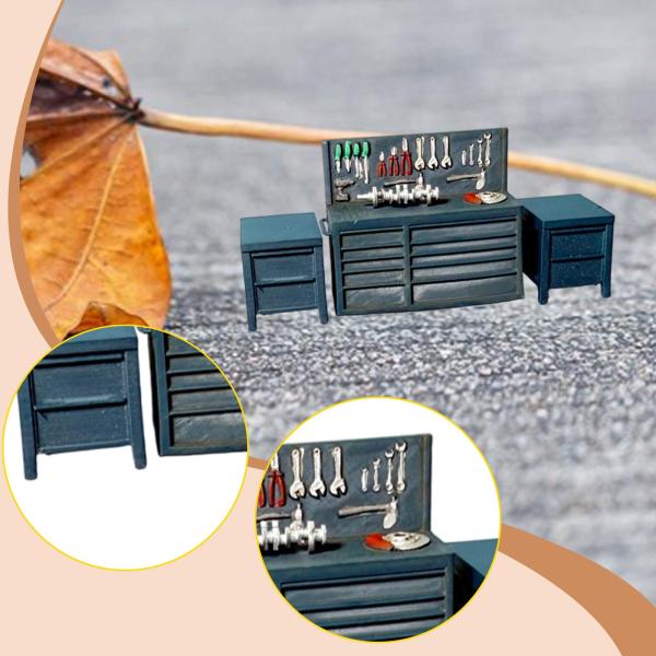 1/64スケール ガレージジオラマアクセサリー ハンドペイント樹脂フィギュア ガレージ用品 ツールテーブル