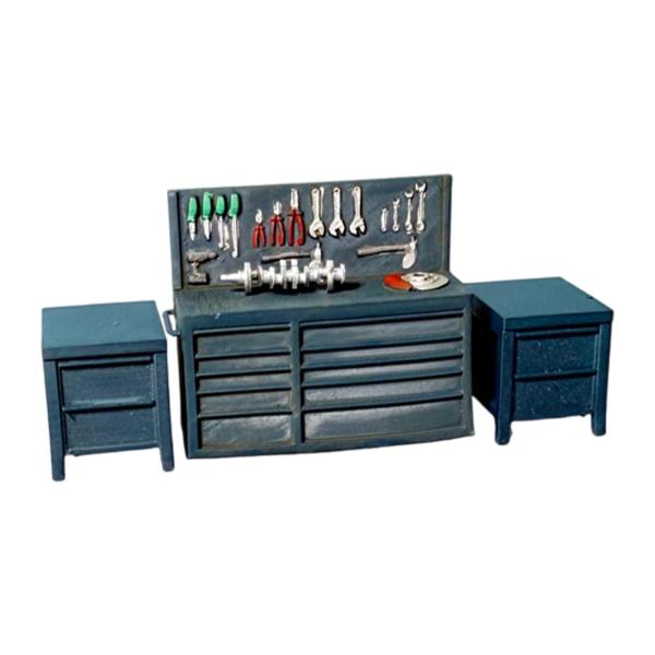 1/64スケール ガレージジオラマアクセサリー ハンドペイント樹脂フィギュア ガレージ用品 ツールテーブル