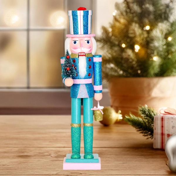 キラキラ輝くクリスマスくるみ割り人形 木製くるみ割り人形 お祝いの