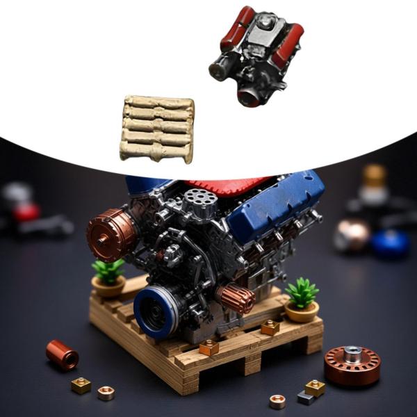 1:64スケール カーガレージモデル アクセサリー おもちゃ 修理工場 建築 子供用 赤