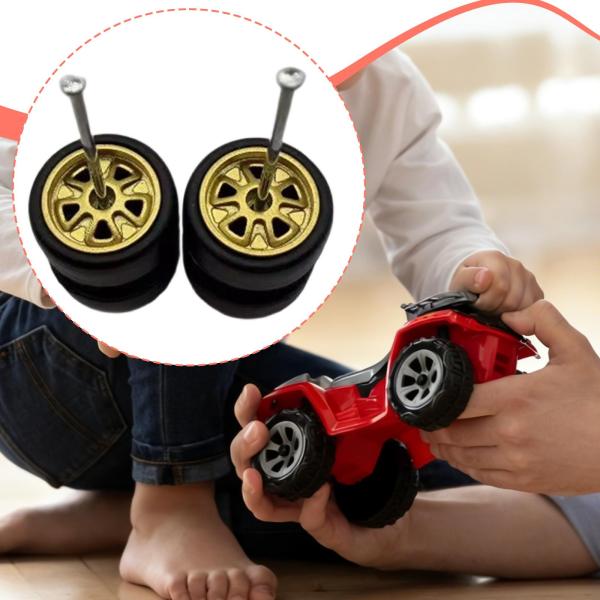1/64 RCカー用ホイールとタイヤ2個入り 頑丈な直接交換用スペアパーツアクセサリー ゴールド