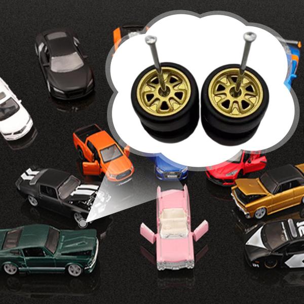 1/64 RCカー用ホイールとタイヤ2個入り 頑丈な直接交換用スペアパーツアクセサリー ゴールド