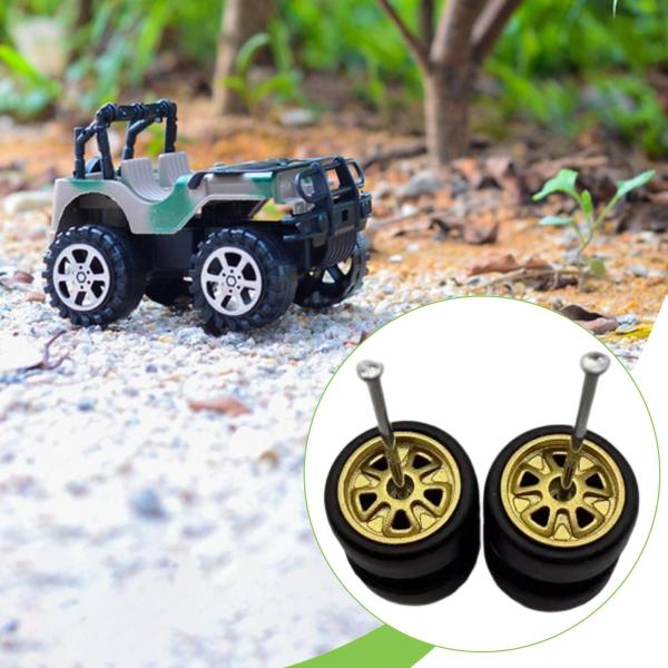 1/64 RCカー用ホイールとタイヤ2個入り 頑丈な直接交換用スペアパーツアクセサリー ゴールド