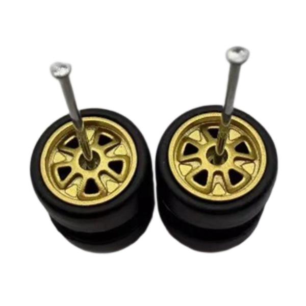 1/64 RCカー用ホイールとタイヤ2個入り 頑丈な直接交換用スペアパーツアクセサリー ゴールド