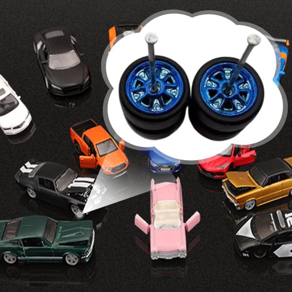 1/64 RCカー用ホイールとタイヤ2個入り 頑丈な直接交換用スペアパーツアクセサリー ブルー
