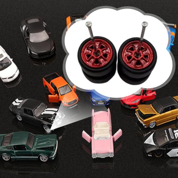 2x 1/64 RCカーホイールとタイヤ 頑丈な直接交換用スペアパーツアクセサリー レッド