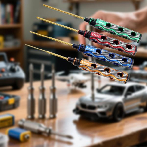 4 個入り 六角ドライバーセット、に適用 RCツール、頑丈なモデルカーメンテナンスツール、に適用 RCカーヘリコプタードライバー
