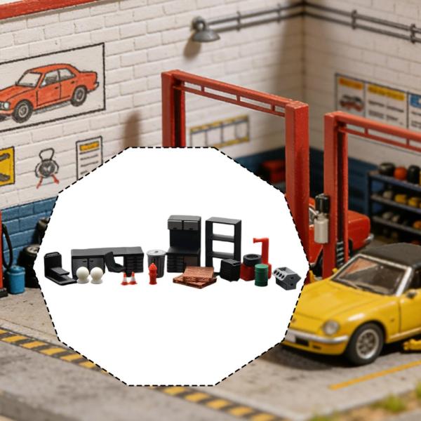 1/64 自動車修理ツール モデル 樹脂製 ミニカー メンテナンス ツール 電車レイアウト用 17個