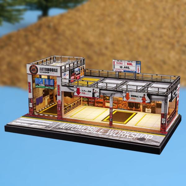 駐車場ジオラマ建物モデル 1/64 ミニチュア リビングルーム 整然としたコレクション ショールーム モデルカー ディスプレイケース ライト
