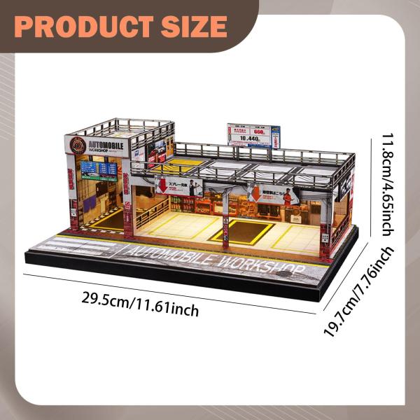 駐車場ジオラマ建物モデル 1/64 ミニチュア リビングルーム 整然としたコレクション ショールーム モデルカー ディスプレイケース ライト