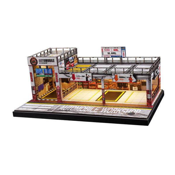駐車場ジオラマ建物モデル 1/64 ミニチュア リビングルーム 整然としたコレクション ショールーム モデルカー ディスプレイケース ライト