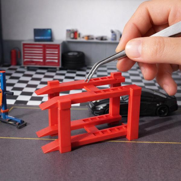 1/64スケール カーディスプレイスタンド ガレージシーン小道具 マイクロランドスケープ パーキングラック 2段 赤