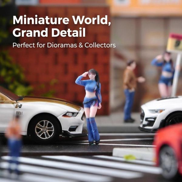 1/64スケール 人物フィギュア ジオラマシーン小道具 写真撮影用 リアルなミニチュア人物 コレクターズアイテム 女の子フィギュアモデル 手塗り