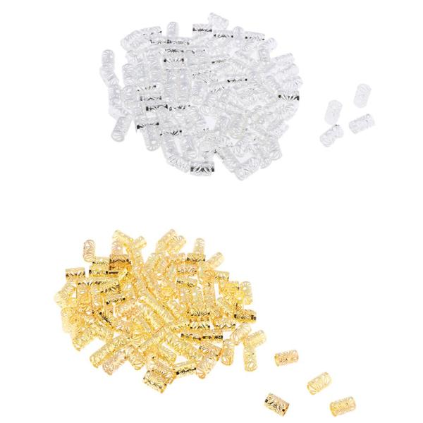DIYヘアスタイル編みポニーテールシルバーのための100個のアルミ製のドレコードビーズの袖口
