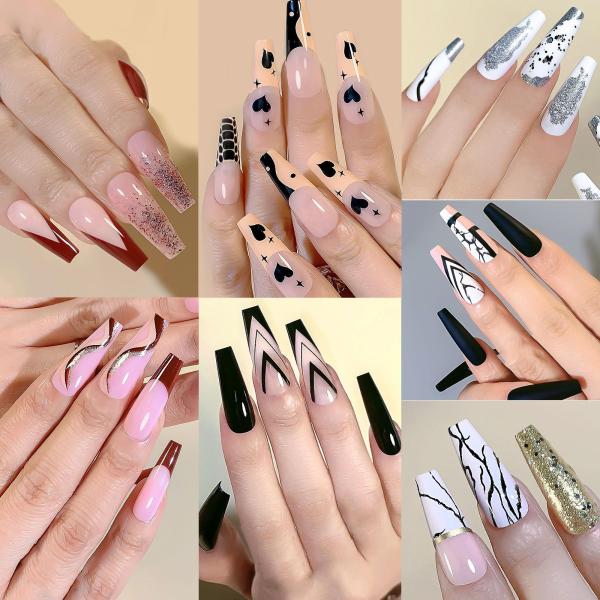 24xロングコフィンネイルチップ12サイズネイルアート用の偽のネイルDIYサロン06