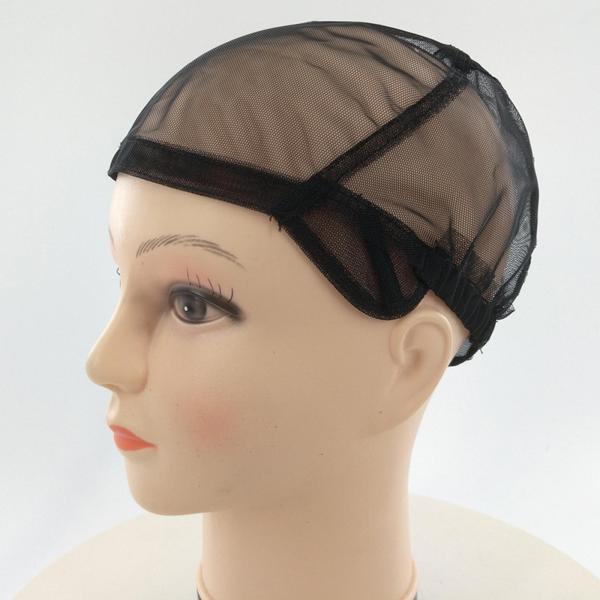 ブラックレースネットウィッグキャップハット伸縮性軽量ウィッグアクセサリーシンM