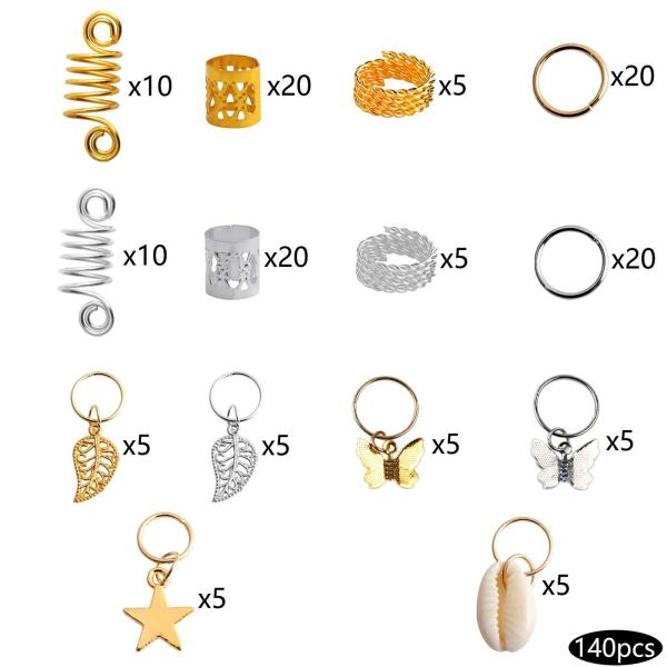 140xヘアブレイディングビーズクラシックヘアブレイドリングヘアデコレーション用カフス