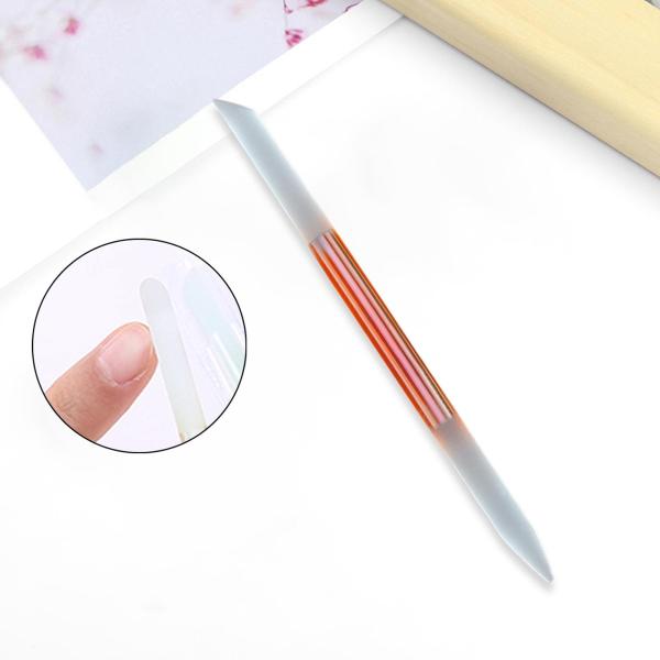 デュアル エンド ガラス キューティクル プッシャー マニキュア スティック ツール再利用可能なネイル サロン オレンジ