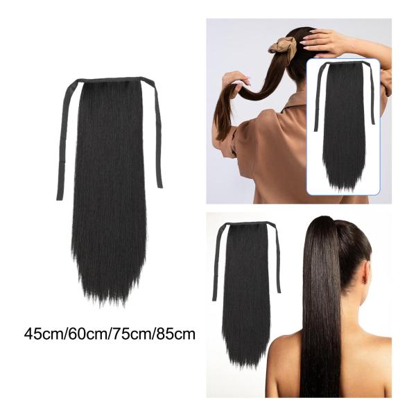 ラップアラウンド ストレート ドローストリング ポニーテール エクステンション ロング レディース ガールズ 45cm