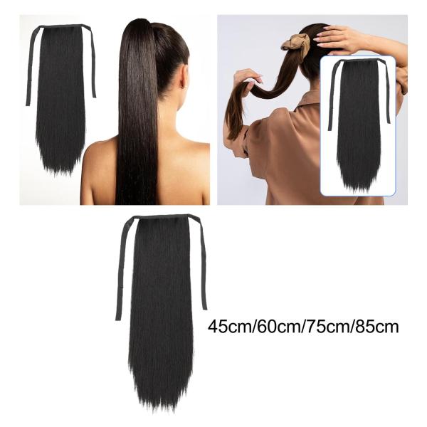 ラップアラウンド ストレート ドローストリング ポニーテール エクステンション ロング レディース ガールズ 45cm