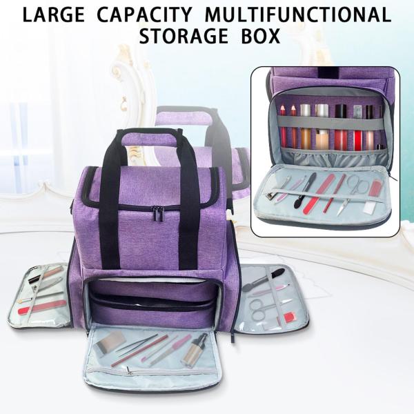 二重層マニキュア収納袋マニキュアケースマニキュアツール収納セクションマニキュアアクセサリー用ネイルランプホルダー収納ボックス