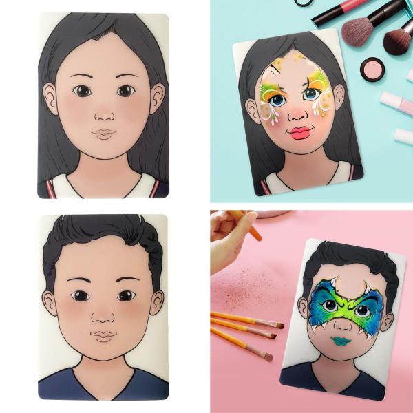顔練習ボード 再利用可能 洗える メイクアップアーティスト カラーメイクアップテンプレート 女の子