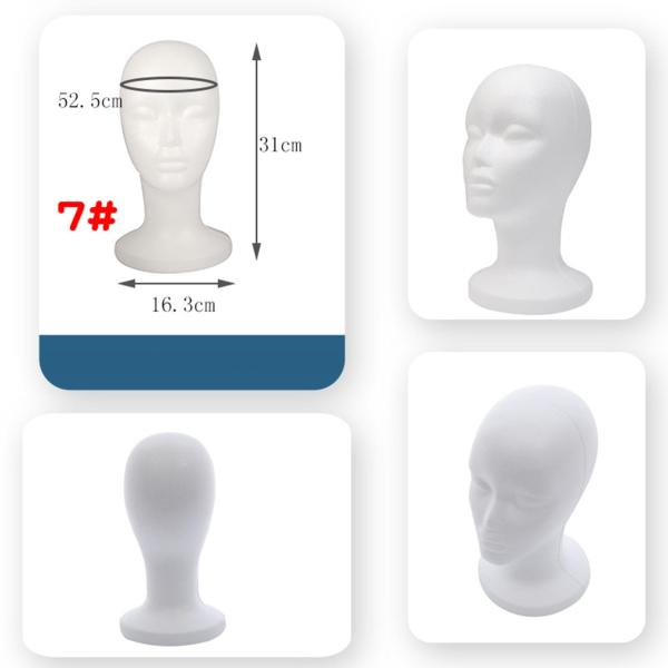 フォームマネキンヘッドホワイトホルダーかつらスタンド家庭用ヘアピースヘッドセットスタイル F