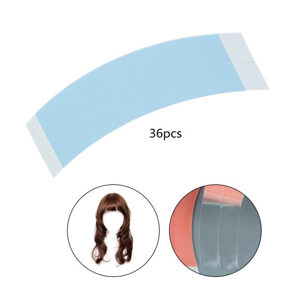 36 ピース両面ヘアウィッグテープヘアピース用クリアウィッグテープ接着剤ブルー