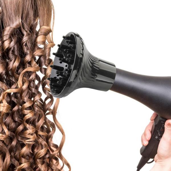 ヘアディフューザー カーリーヘアやウェーブヘア用ユニバーサルディフューザーアタッチメント ポータブル ブラック