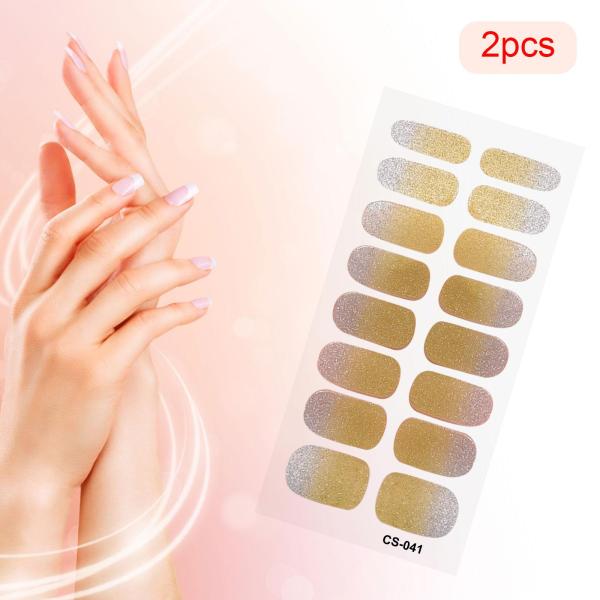 2 個ネイルステッカープレスオンネイルグリッターネイル用品ホームネイルサロンスタイル A