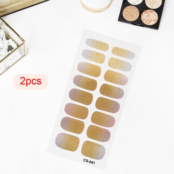 2 個ネイルステッカープレスオンネイルグリッターネイル用品ホームネイルサロンスタイル A