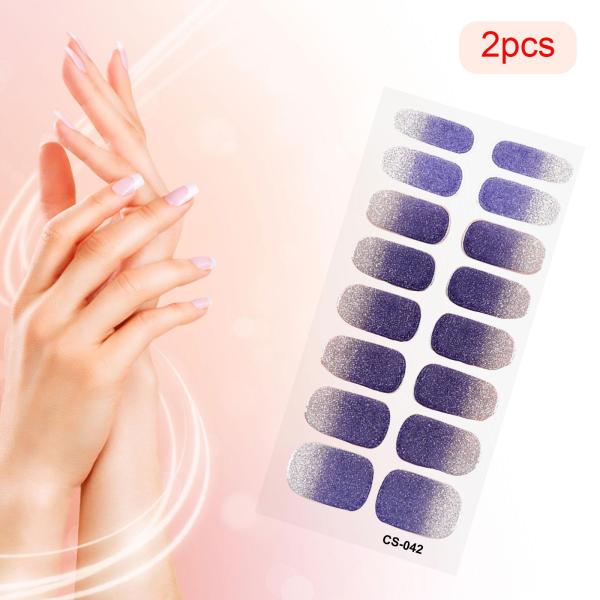 2 個ネイルステッカープレスオンネイルグリッターネイル用品ホームネイルサロンスタイル B