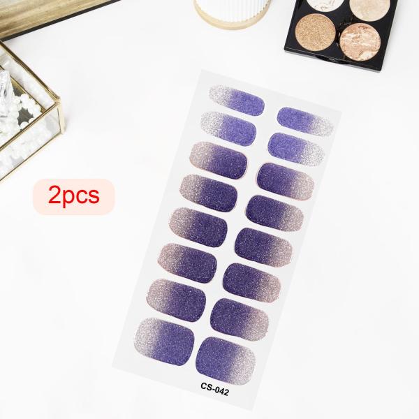 2 個ネイルステッカープレスオンネイルグリッターネイル用品ホームネイルサロンスタイル B
